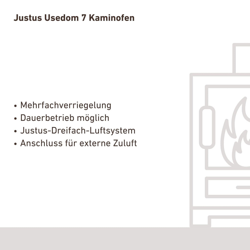 Justus Usedom 7 Kaminofen Stahl Schwarz / Sandstein