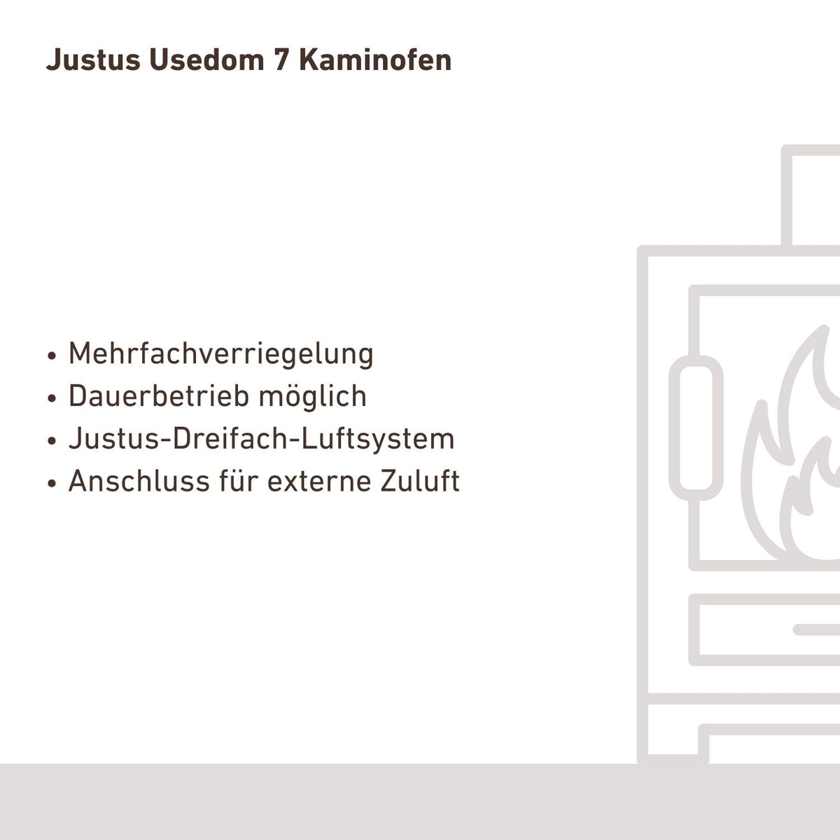 Justus Usedom 7 Kaminofen Stahl Schwarz / Sandstein