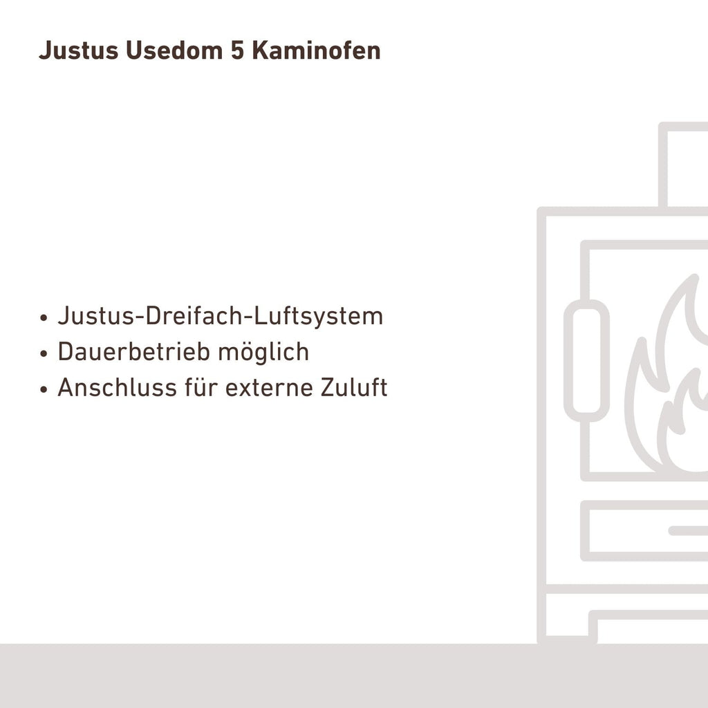 Justus Usedom 5 Kaminofen Stahl Schwarz / Speckstein