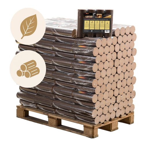 960kg Pollmeier - Runde Buchen Briketts in 10kg-Packungen inkl. Lieferung