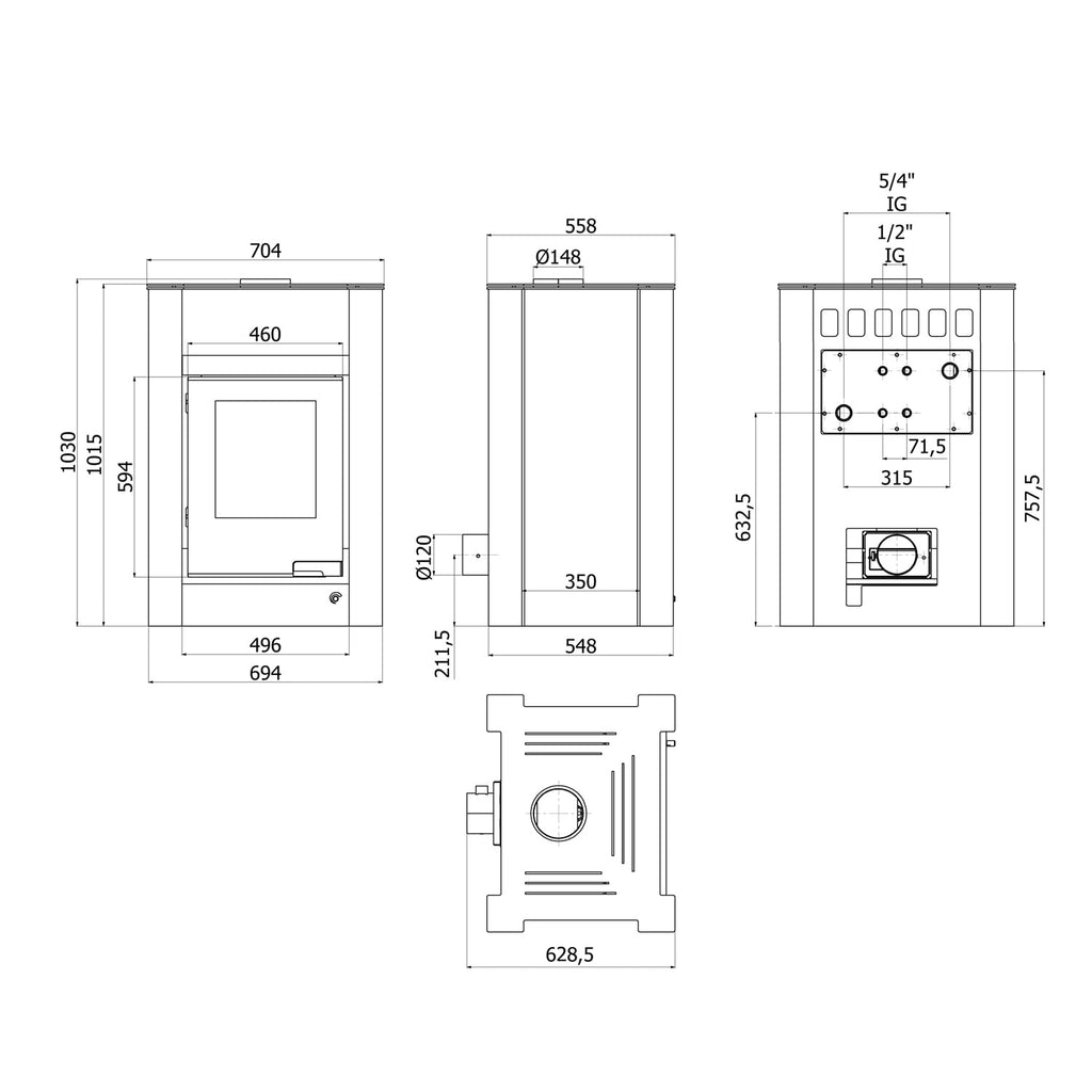 Aquaflam Vario Lend Kaminofen Braun