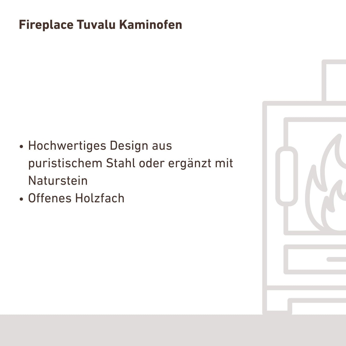Fireplace Tuvalu Kaminofen Stahl Schwarz | Topplatte Sandstein